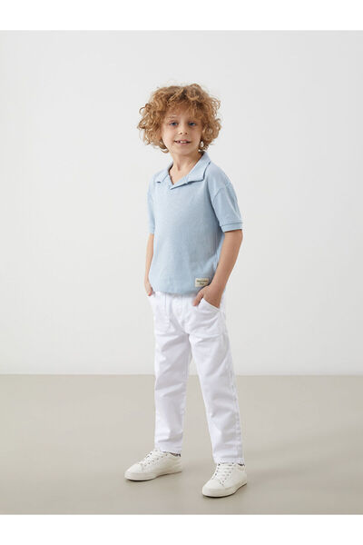 LC Waikiki Tricou pentru băiat din bumbac pieptănat Lcw Kids Blue Resort