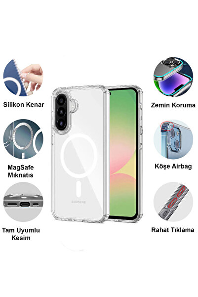 CEPSTOK Samsung Galaxy A56 Magsafe Özellikli Şeffaf Telefon Kılıfı