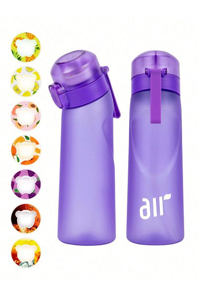 Choice 0.8L Purple 1pc Air Water Bottle With 1pc Random Flavor Pods Portable Transparent With Straw Leak Pr