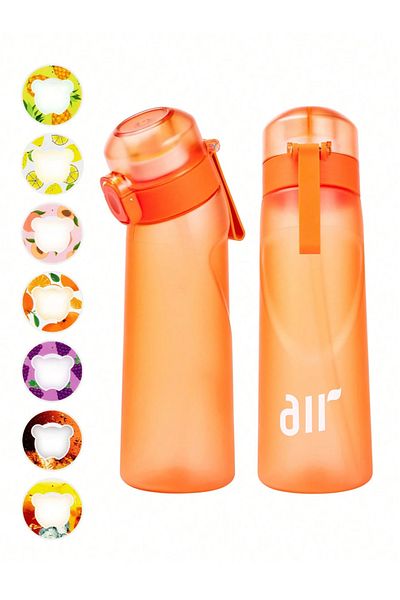 Choice 0.8L Orange 1pc Air Water Bottle With 1pc Random Flavor Pods Portable Transparent With Straw Leak Pr