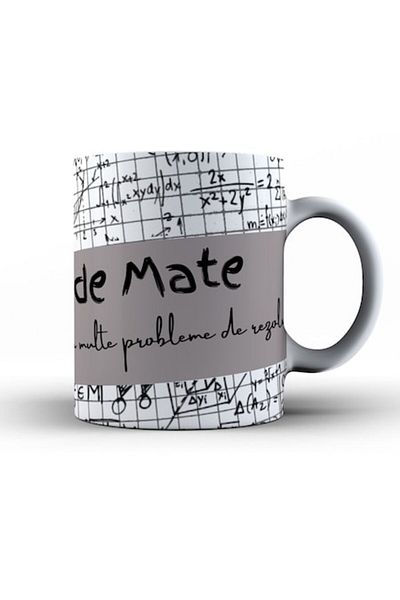 OEM Cana pentru Profu de Mate, Model1, interior si toarta alba, ceramica, 330ml