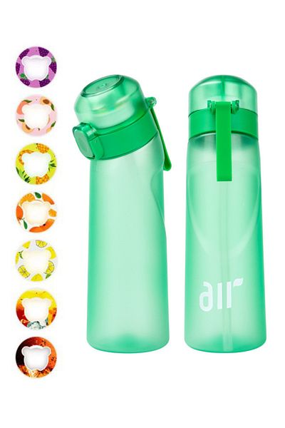 Choice 0.8L Green 1pc Air Water Bottle With 1pc Random Flavor Pods Portable Transparent With Straw Leak Pro