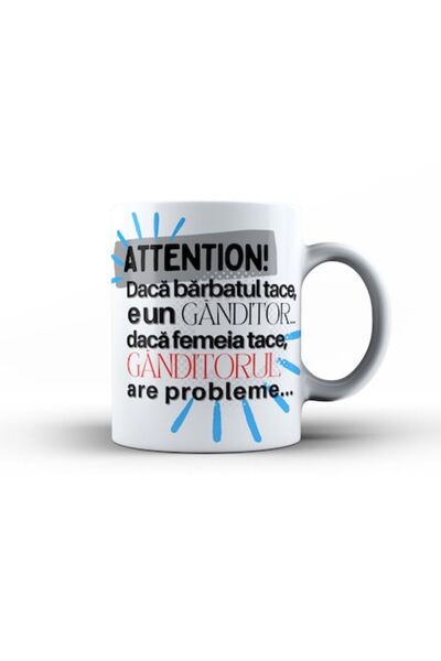 OEM Cana – Daca barbatul tace.., interior si toarta alba, ceramica, 330ml