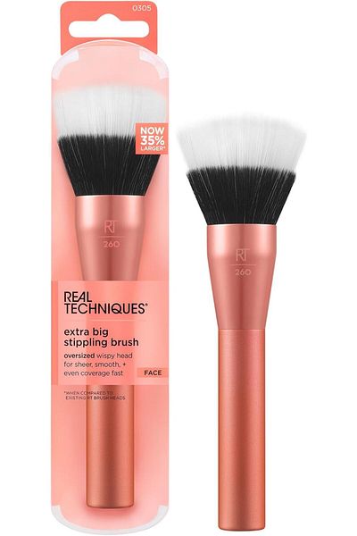 Real Techniques Extra Big Stippling Brush - Large Makeup Brush For Liquid Foundation, BB Cream