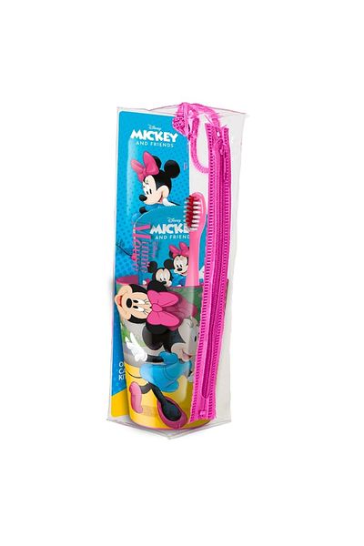 Minnie Mouse Mr.White Minnie Mouse Children's Travel Set Toothbrush with Suction Cup, Water Glass and Children's Toothpaste Ar