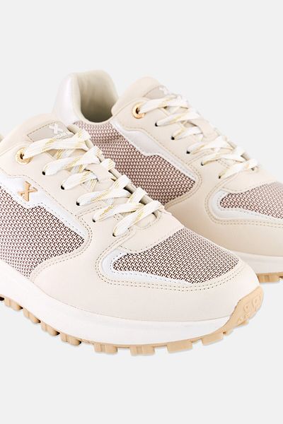 XTI Women Lace Up Casual Shoes, Beige