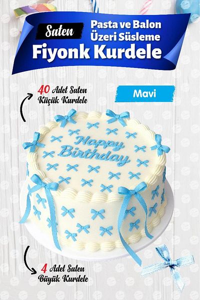 t tuğset etiket Bow Ribbon on Cake Balloon 4 Large Ribbon + 40 Small Ribbon-T1436-