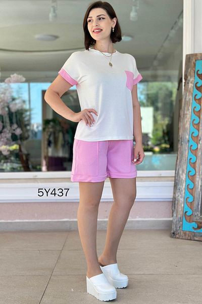 İnce Topuk Pocket Garnished Crystal Shorts Suit 5Y437