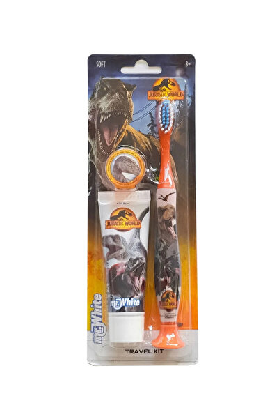 Jurassic Park Toothbrush with suction cup and Toothpaste Jurassic Mr.White kids +3 years Strawberry Flavor 25 ml