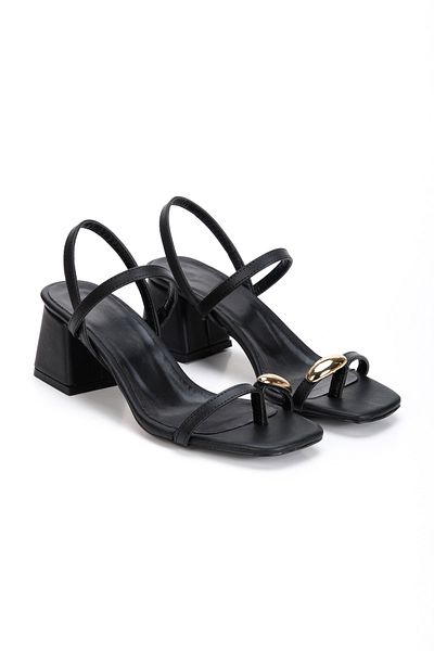 FRZZ Sandale cu toc Flip Flop cu detaliu inel de aur pentru femei