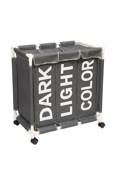 Blusmart Triple laundry basket with wheels, 63x60x54cm, Grey