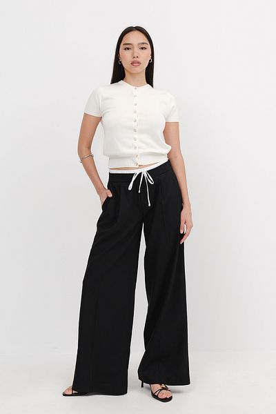 Addax Wide Leg Trousers with Waist Detail Pn17336