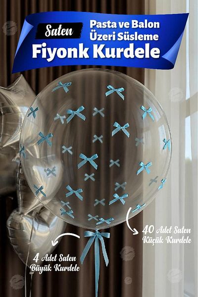 t tuğset etiket Bow Ribbon on Cake Balloon 4 Large Ribbon + 40 Small Ribbon-T1436-