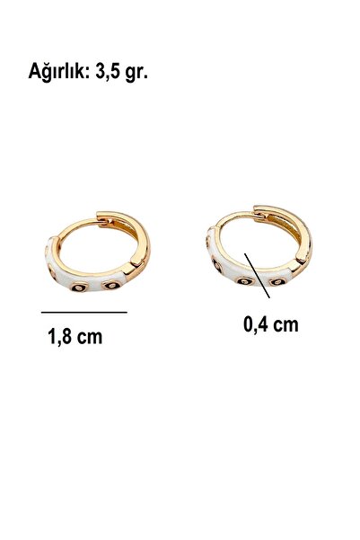 Siya Silver Altın Kaplama Göz Detaylı Mineli Çelik Halka Küpe - 1,8 cm