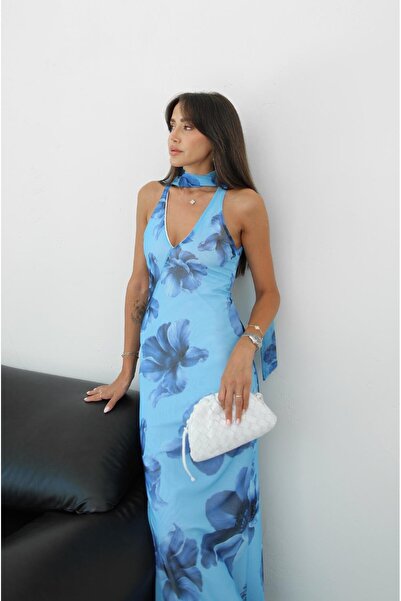 Havoş Φόρεμα με ζώνη με μοτίβο μπλε ορχιδέας