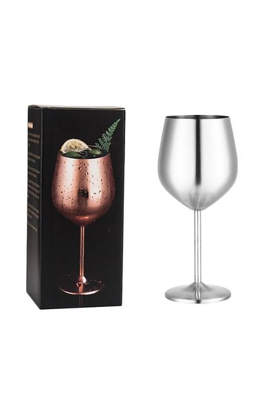 LEAXOR Wine Glass, 500 ml, Stainless Steel 304, 21 cm, Silver