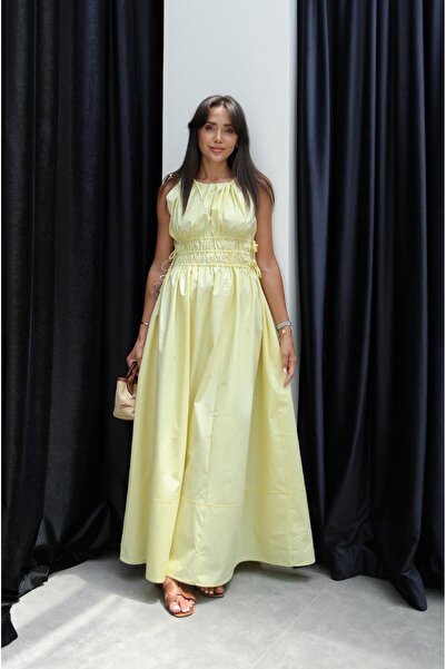 Havoş Yellow Side Lace Dress