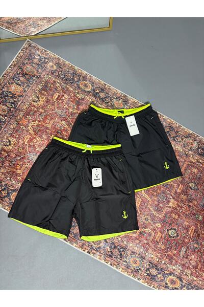 pandy 2'li Cep Fermuarlı Astarlı Renkli Deniz Şortu