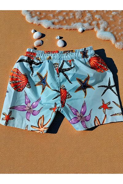MİLAYS LİFE HOME COLLECTİON Pantaloni scurți pentru băieți, cu imprimeu colorat, cu șireturi, cu plasă de plasă în interior, pentru mare și piscină