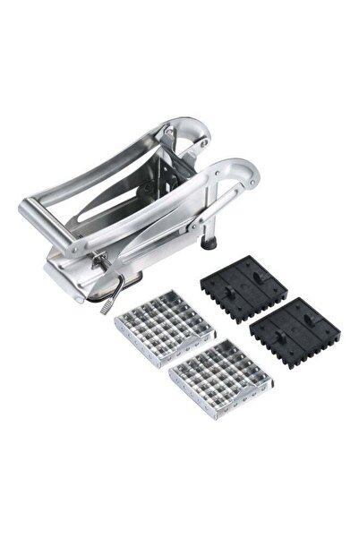 Generic قطاعة بطاطس مقلية مع شفرتين للبطاطس والجزر والخيار باللون الفضي