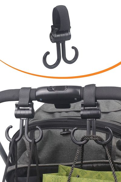 yenitoptan 2-Piece Baby Stroller Attachable Velcro Cargo Carrying Apparatus 360 Degree Rotatable Plastic