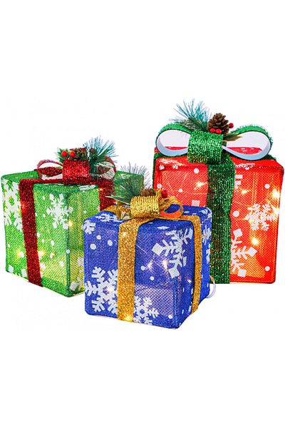 Gresonic Set of 3 gift boxes with 48 Gresonic LEDs, metal/textile