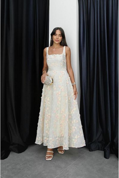 Havoş Ecru Floral Appliqué Dress
