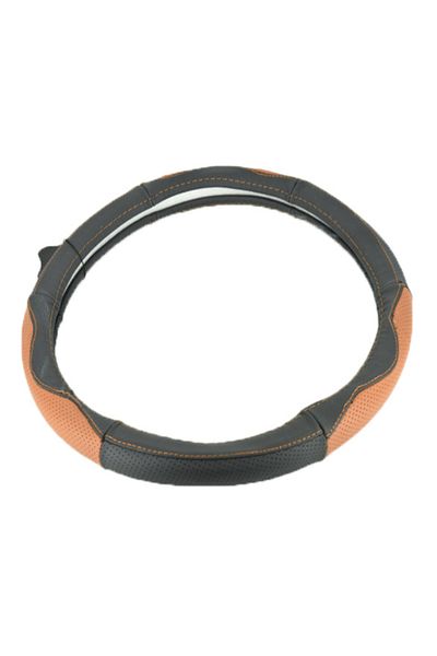 ideal STORE IdealSTORE steering wheel cover, imitation leather, size M, black-brown color, Diameter 37-38 cm