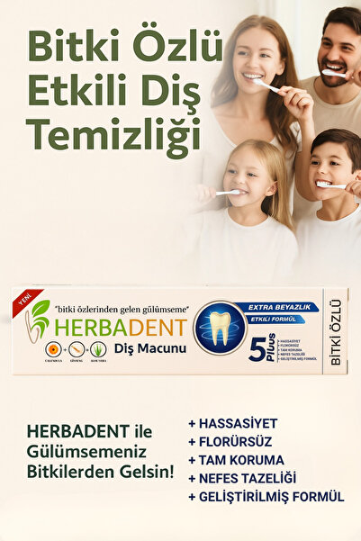 BİZİMHEKİM ŞİFA EVİ Bitki Özlü Florürsüz Hassas Dişler İçin Extra Beyazlık Di...