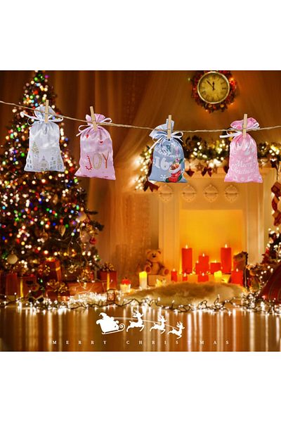 Motase Set of 24 Motase advent calendar bags, satin, multicolor, 13 x 21.5 cm