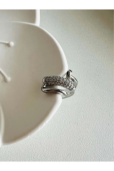Finesa Jewelry أقراط شريحة الأظافر الحلزونية من حجر الزركون (قطعة واحدة)