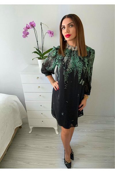 sterktekstil Women's Patterned Tulle Short Dress