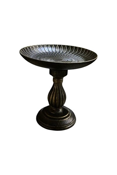 Mandala Decorative Tray with Leg, Wood, 19 d x 19 h cm, Copper