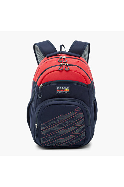 Red Bull Panelled Backpack with Adjustable Straps and Zip Closure - 16 inches