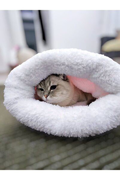 Elioure Kedi köpek uyku tulumu yatak Pembe Beyaz velsoft şık tasarım box