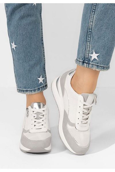 B T Shoes Sneakers cu platforma Corey albi
