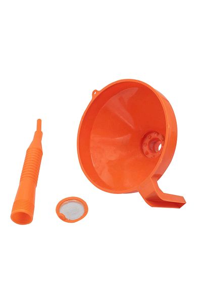 COBI SMART® Orange plastic funnel, 220 mm, flexible hose 300 mm with strainer, for water and automotive fluids