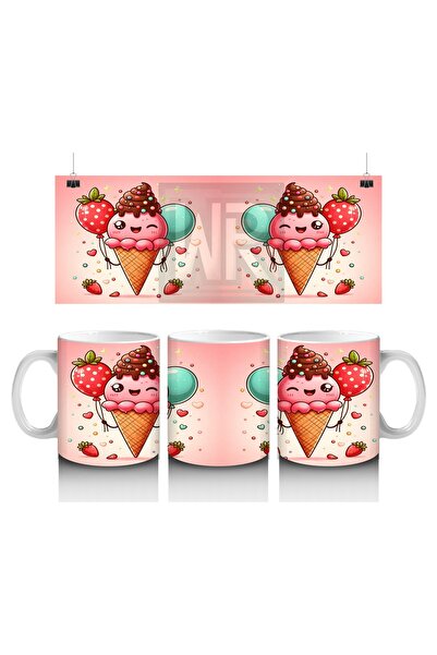 Luluyen كوب شخصية آيس كريم الفراولة مع بالون يحب الأطفال الحليب