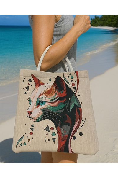 LAGRANZE Lagrenze Tapestry Woven Cat Figured Beach & Daily Bag