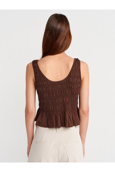 Dilvin 21083 Gipeli Sleeveless Top-Light Brown