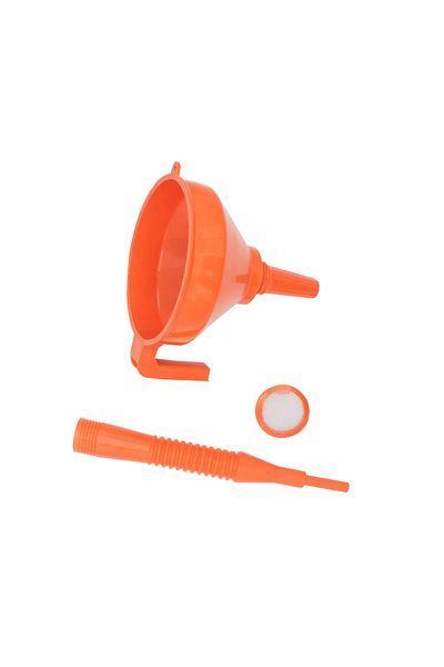 COBI SMART® Orange plastic funnel, 170 mm, flexible hose 300 mm with strainer, for water and automotive fluids