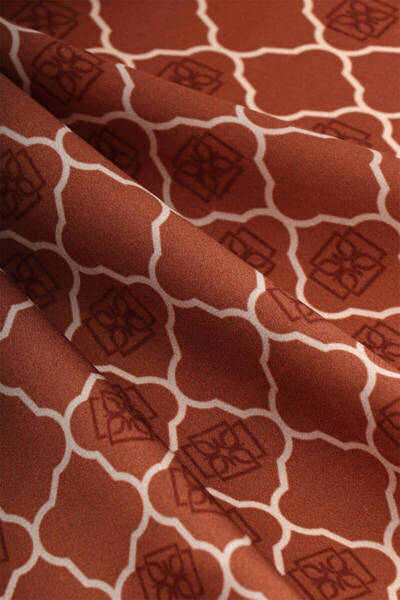 Bursa İpek Cinnamon Monogram Silk Scarf