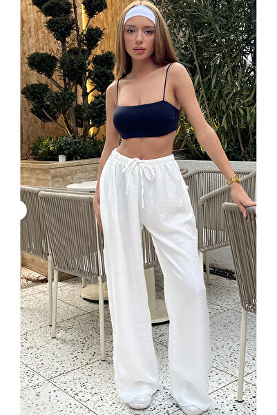 Elysira Women's Linen Blend High Waist Wide Leg Palazzo Pants