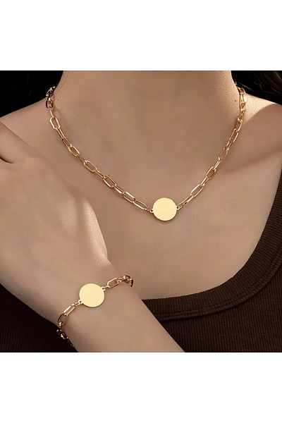 Ayzen Two Round Necklace Bracelet Set