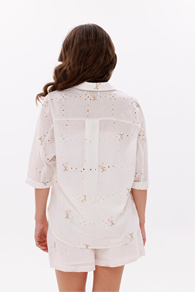 LA PANTE Floral Pattern Front Pocket Low Sleeve Shirt Side Zipper Cotton Shorts Set