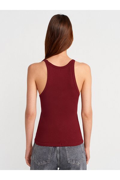 Dilvin 21143 Sleeveless Strap Top-Light Burgundy
