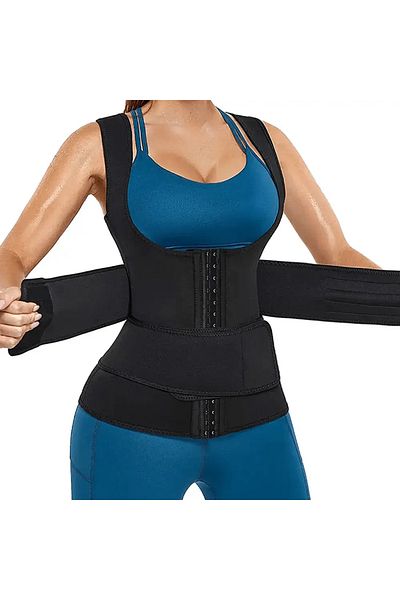 GYMEX Corset-vesta modelator pentru slabit din neopren Pro, Negru