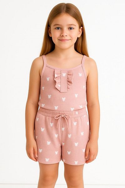 MAXI DRY Girl's Bottom Top Strap Set Cotton Waffle Fabric