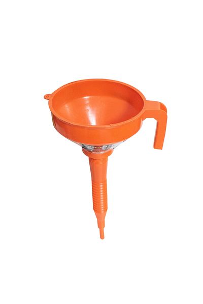 COBI SMART® Orange plastic funnel, 170 mm, flexible hose 300 mm with strainer, for water and automotive fluids