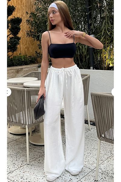 Elysira Women's Linen Blend High Waist Wide Leg Palazzo Pants